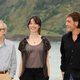 Woody Allen, Rebecca Hall, Javier Bardem promoting Vicky Cristina Barcelona in 2008. Image via Getty.